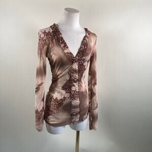 Vintage y2k brown mesh long sleeve